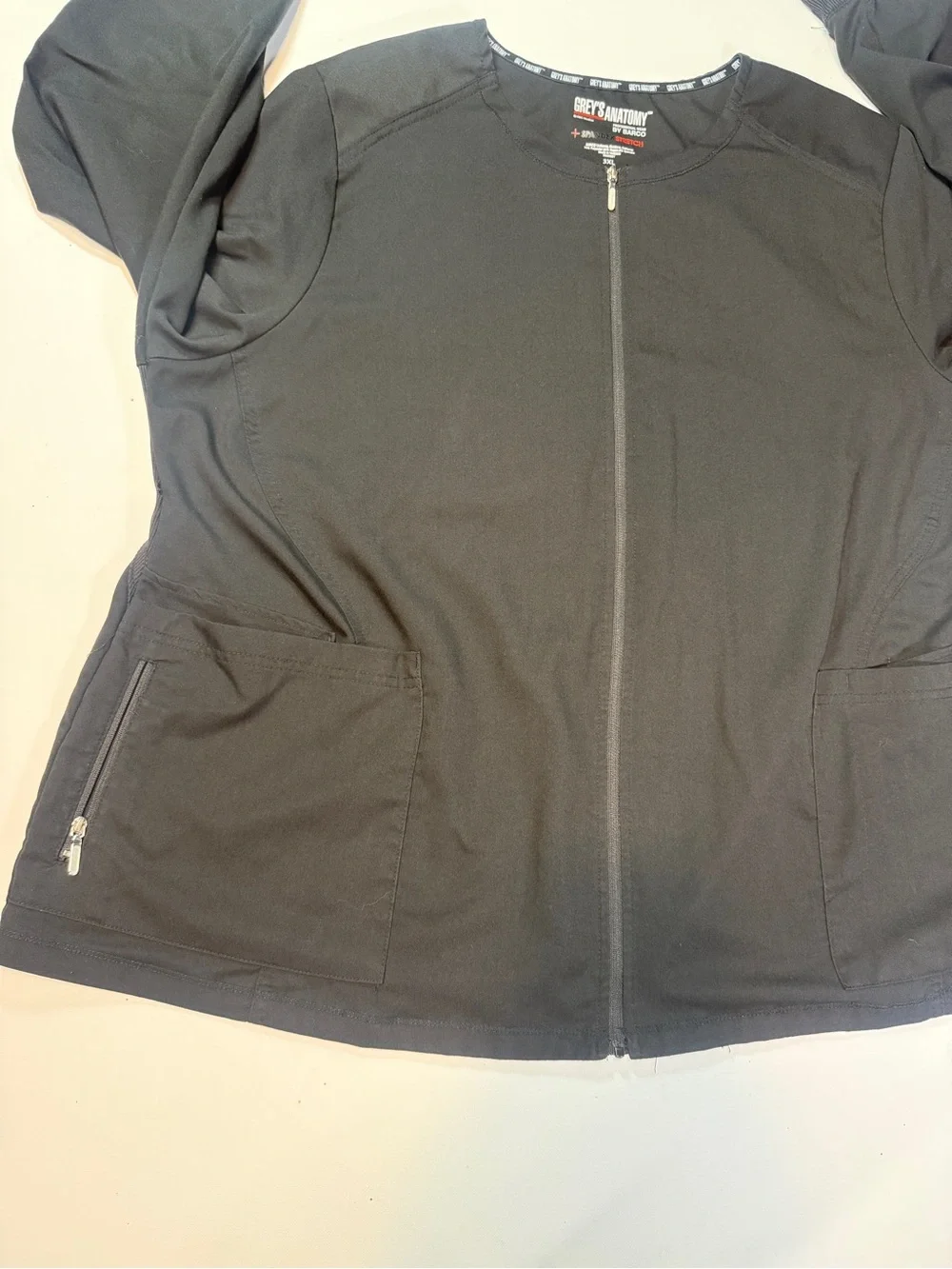 Grey's Anatomy Black Lightweight Zip-Front Shirt Jacket Nurse
